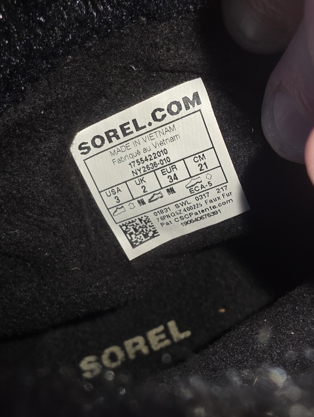 Sorel Black Kids Faux-Fur Lace-Up Winter Boots with Contrast Trim Size 3 - Picture 10 of 11